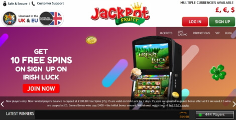 Jackpot Friuty Main Page
